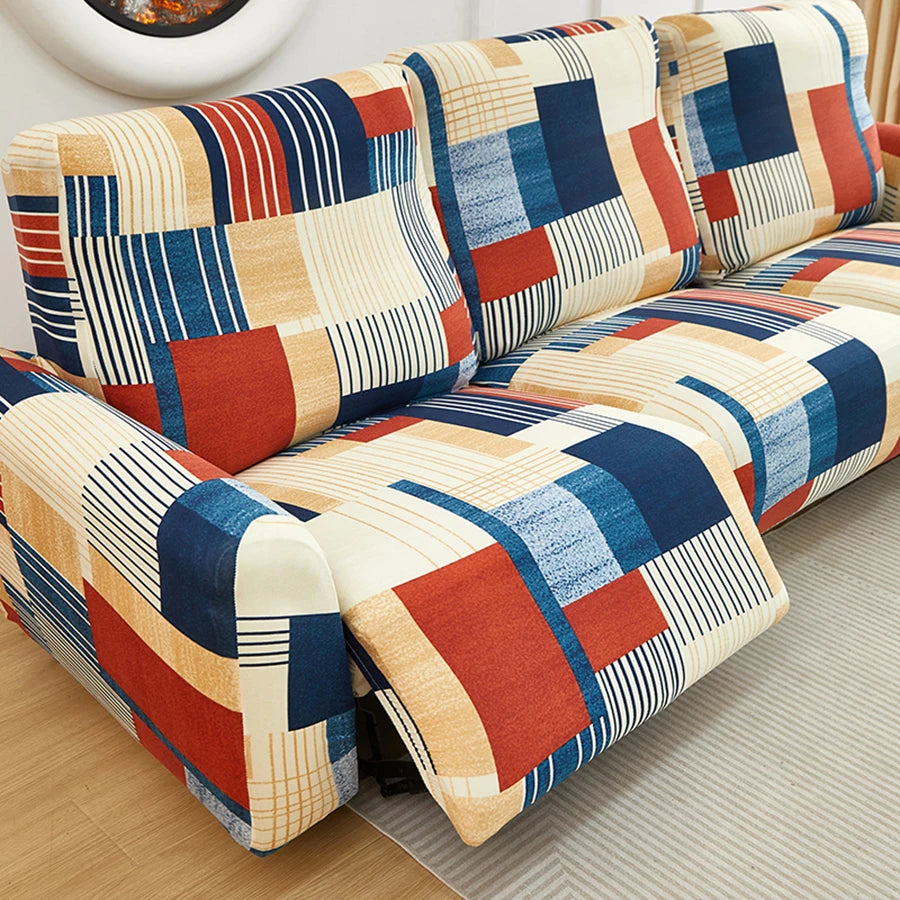 Imitation Milk Silk Printed Recliner Sofa Cover High Elasticity Easy to Install Decorative All Season Use Fits Various Occasions