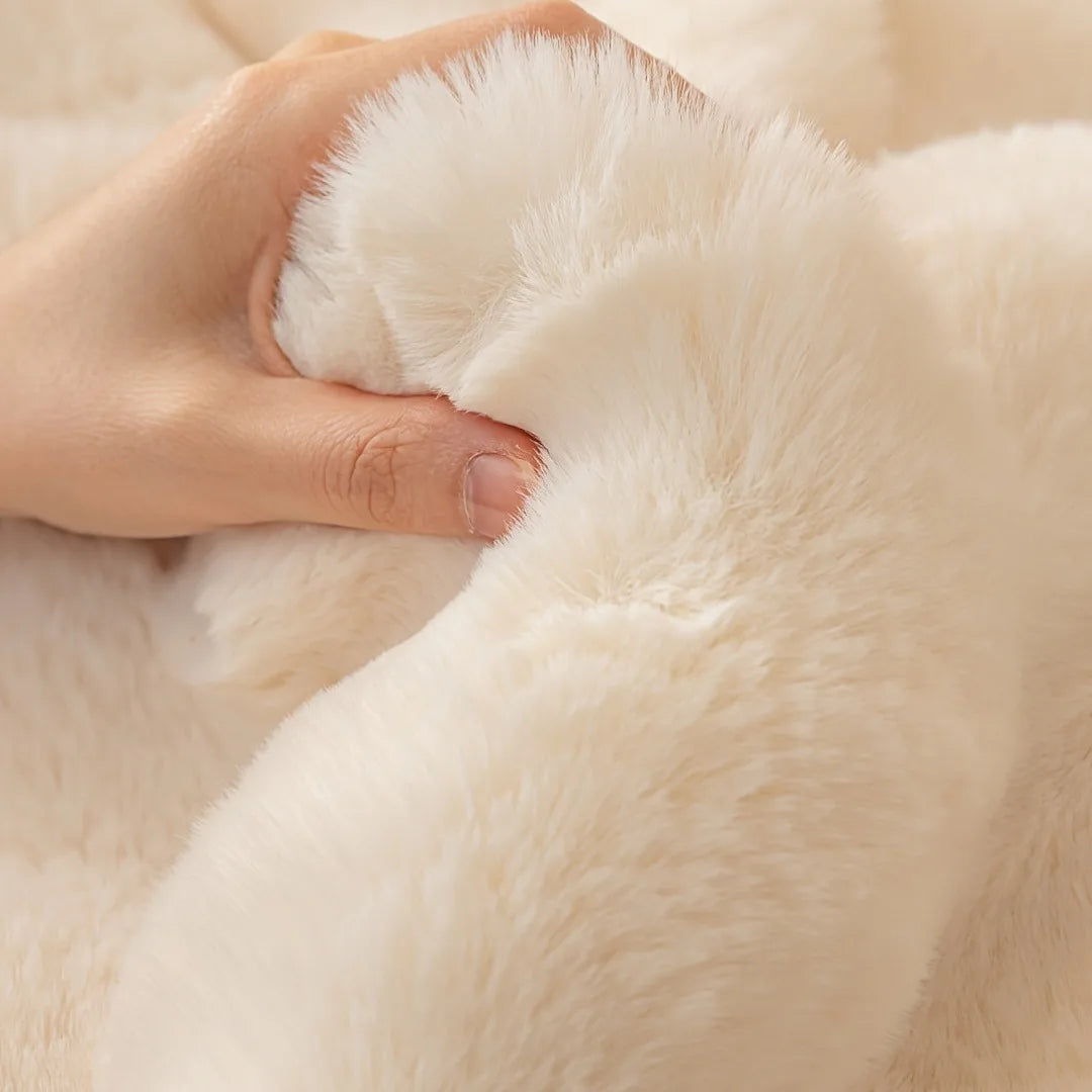 Thicken Imitation Rabbit Fur Plush Sofa Slipcover Curve Hem  Non-slip Soft Sofa Towel Couch Cushion For Living Room