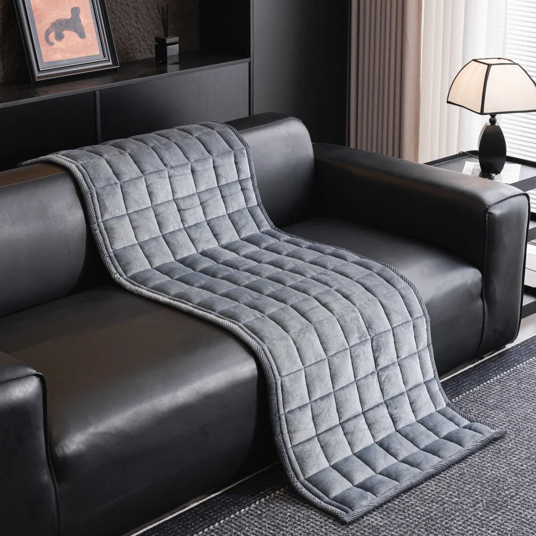 Thicken Squares Quilting Solid Sofa Cover, Delicate Wide Bording Sofa Pad with Filling Sofa Towel for Living Room Couches