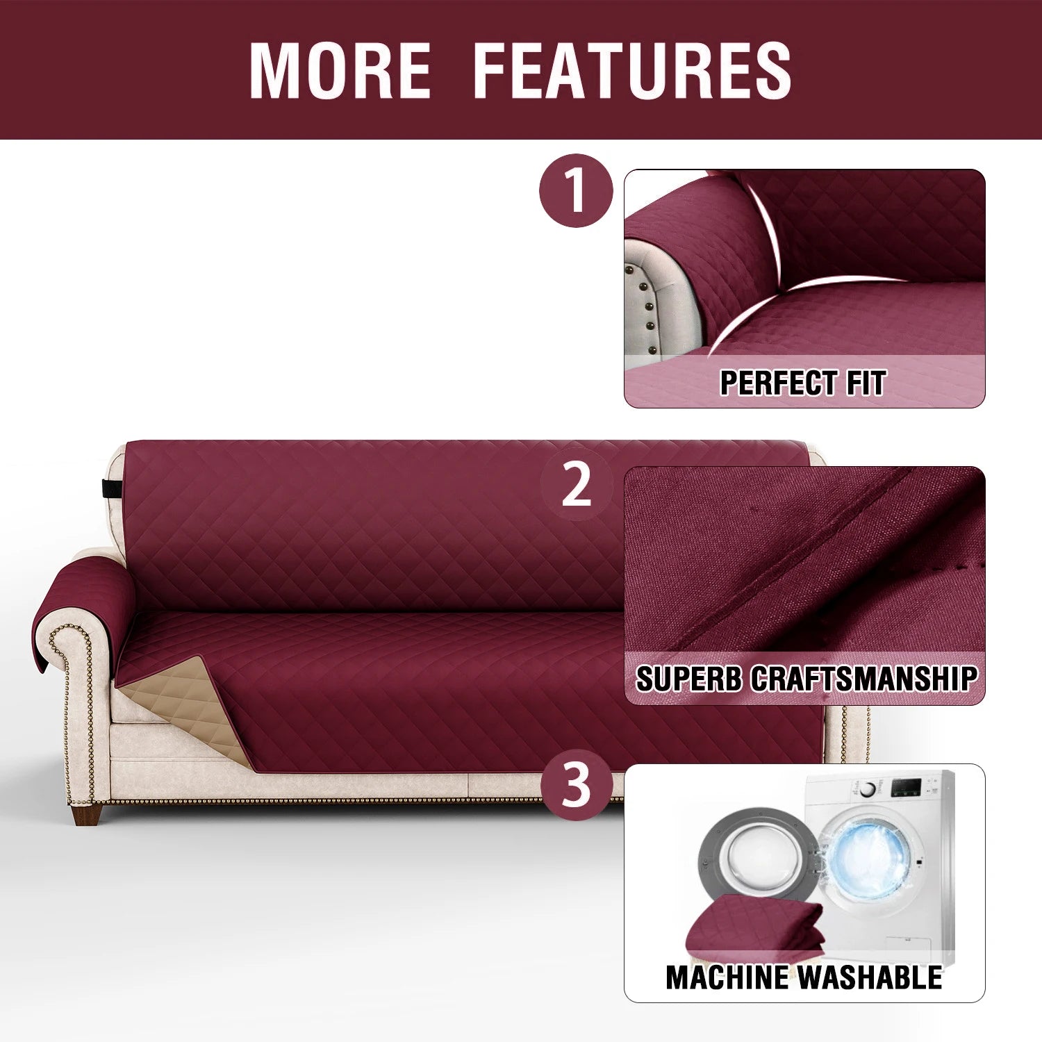 1pc Waterproof Pet-Friendly Sofa Cover with Diamond Pattern Design - Easy Clean, Modern Slipcover for Living Room & Office Decor