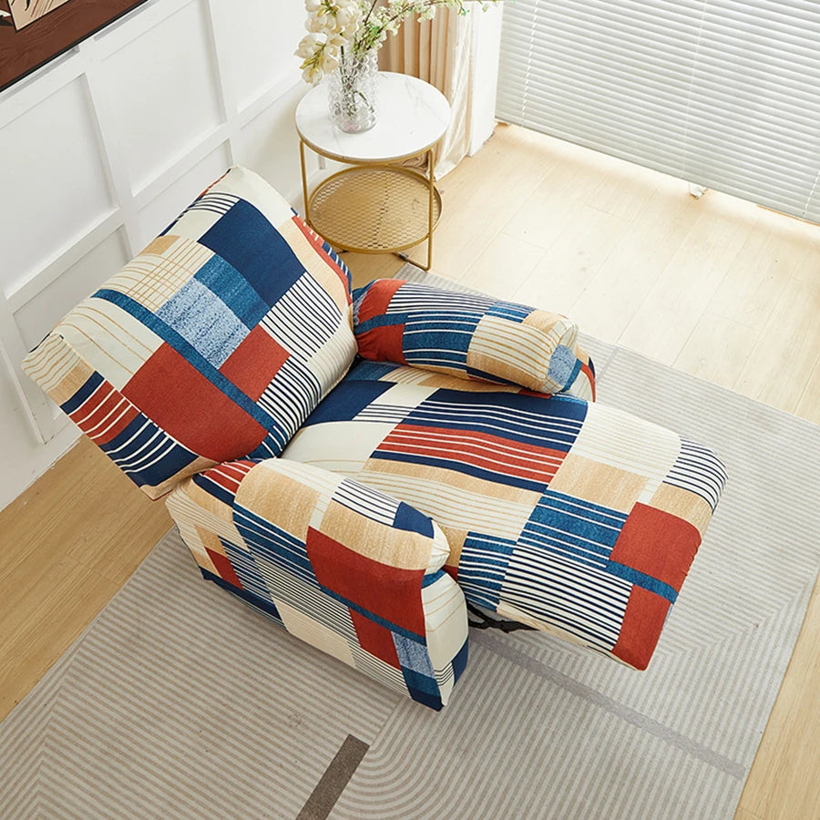 Imitation Milk Silk Printed Recliner Sofa Cover High Elasticity Easy to Install Decorative All Season Use Fits Various Occasions