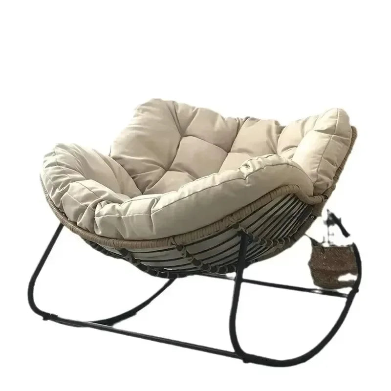 Single Rocking Chair Nordic Style Lazy Sofa Leisure Chair Rattan Lounge Chair Living Room Balcony Bedroom Comfortable Chair