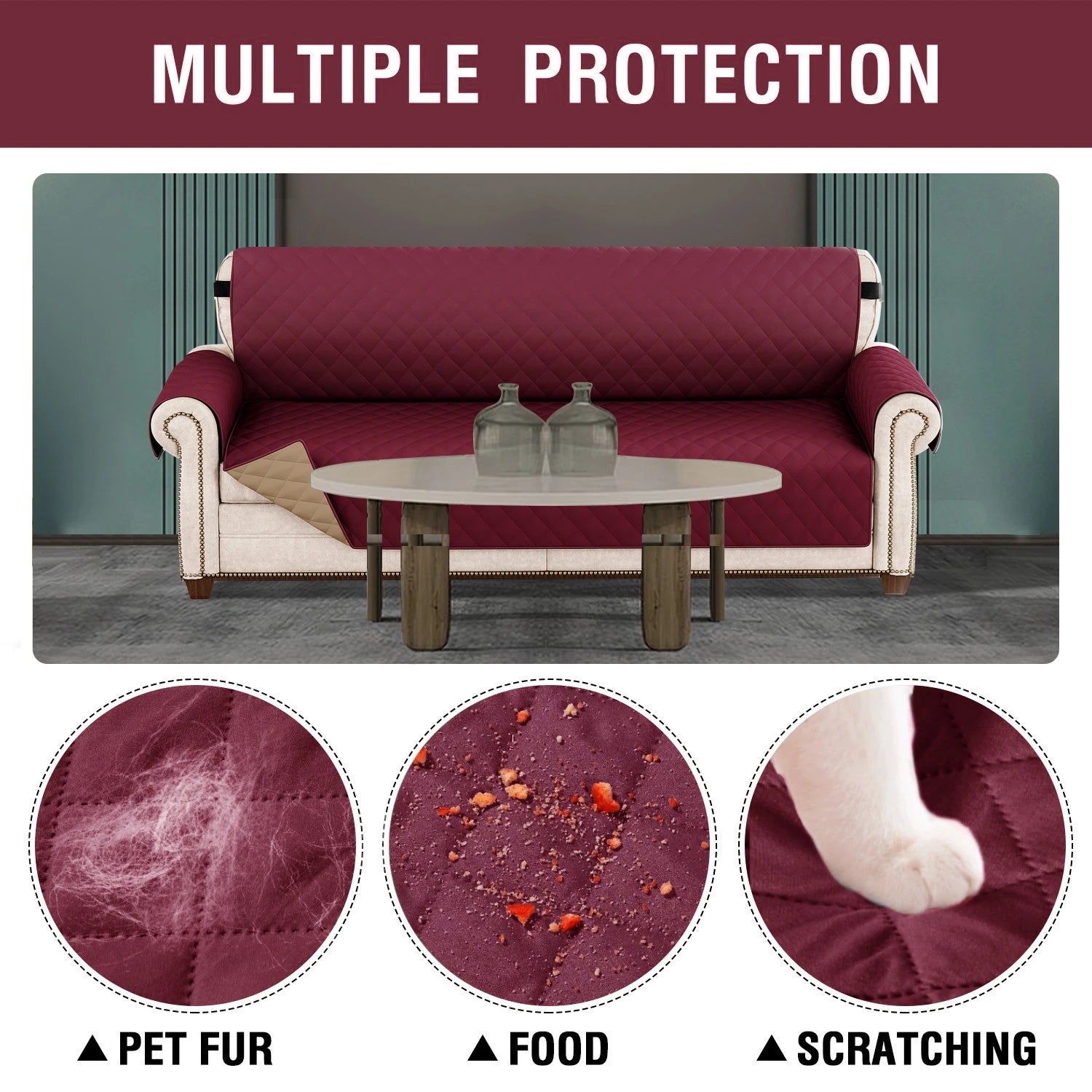 1pc Waterproof Pet-Friendly Sofa Cover with Diamond Pattern Design - Easy Clean, Modern Slipcover for Living Room & Office Decor