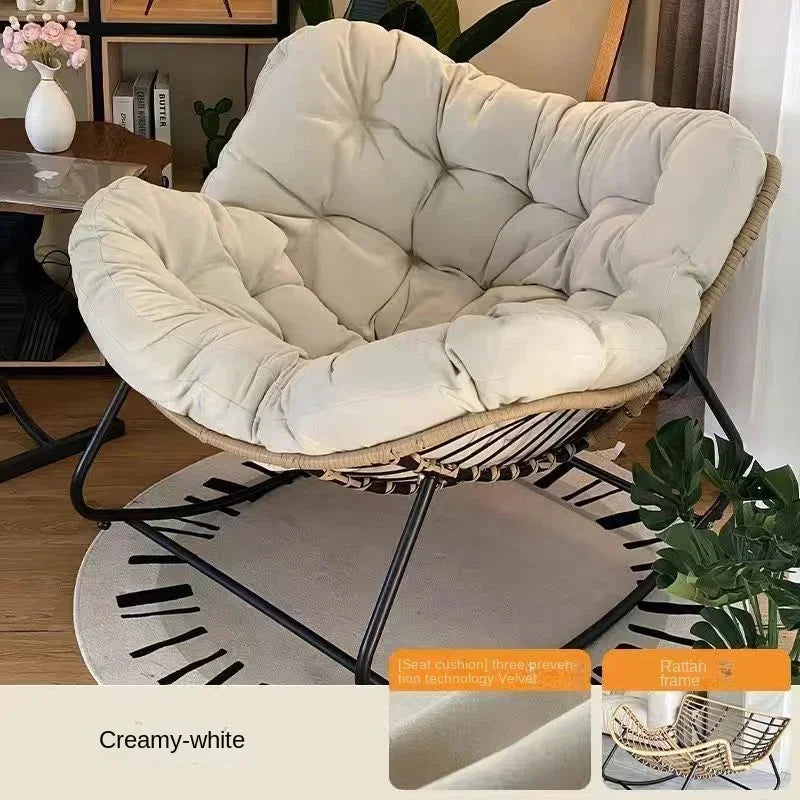 Single Rocking Chair Nordic Style Lazy Sofa Leisure Chair Rattan Lounge Chair Living Room Balcony Bedroom Comfortable Chair