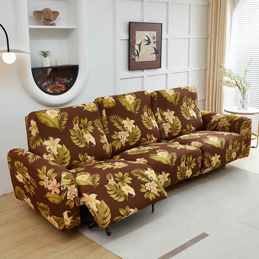 Imitation Milk Silk Printed Recliner Sofa Cover High Elasticity Easy to Install Decorative All Season Use Fits Various Occasions